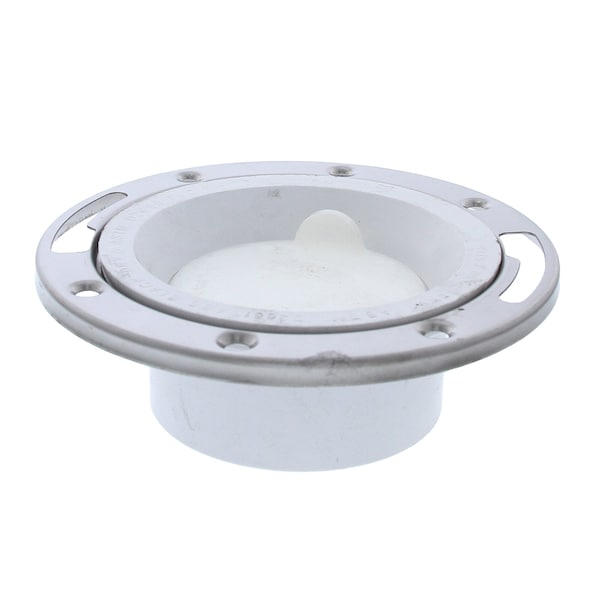 Jones Stephens 3in. x 4in. PVC Closet Flange with Stainless Steel Ring and Knockout C57045 - main